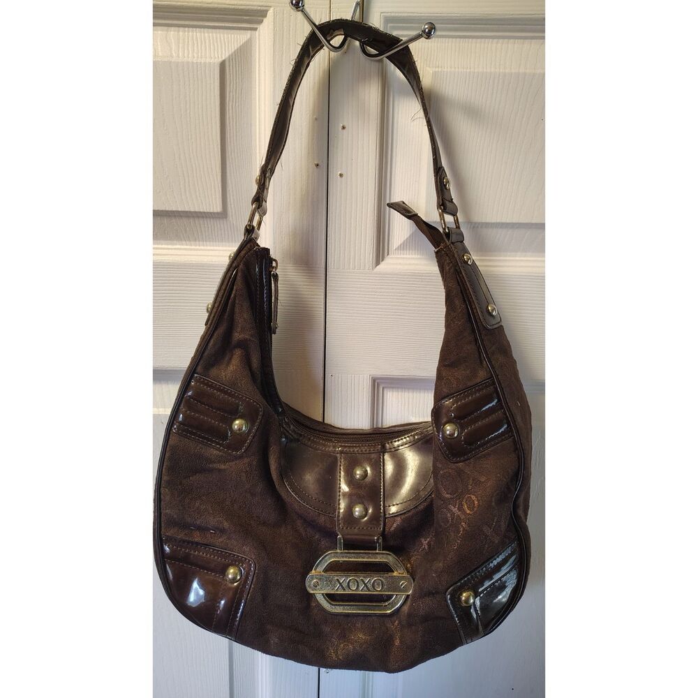 Vintage Y2K XOXO Monogram Hobo Shoulder Bag – Distressed Metallic Bronze Brown
